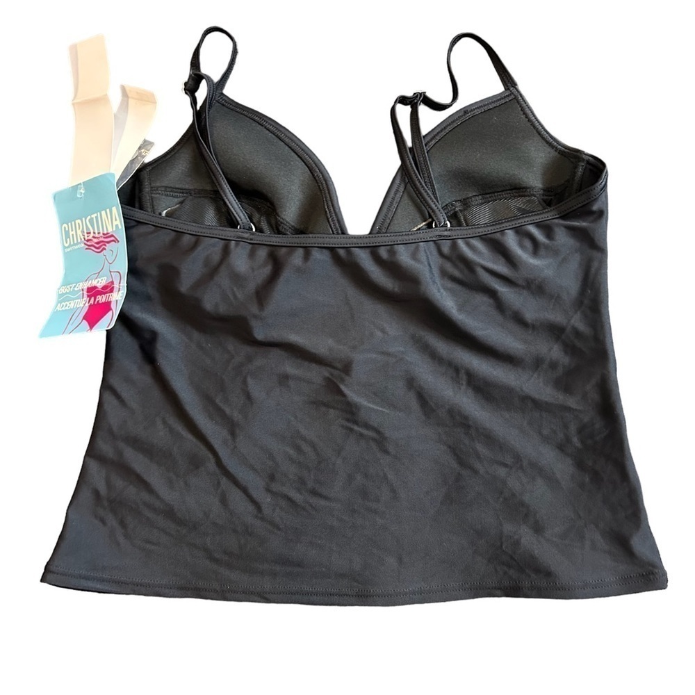 Christina Tankini Swimwear Bust Enhancer Black & Red Two Piece Swimsuit Sz. 12 - Picture 8 of 16